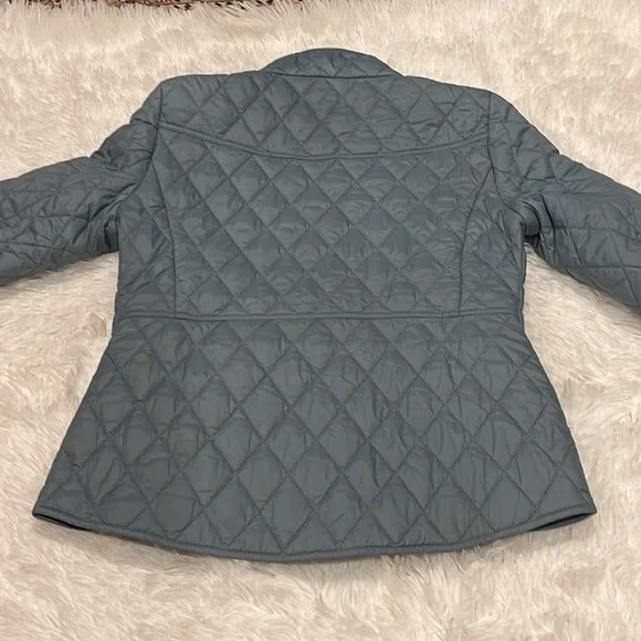 Barbour Hoxa Quilted Coat Women's 6 Sage/Ancient Solid Funnel Neck Full-zip L/S